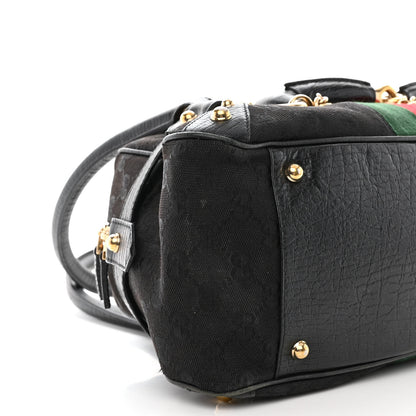 Gucci Monogram Web Large Horsebit Satchel Chain Black 9 of 13