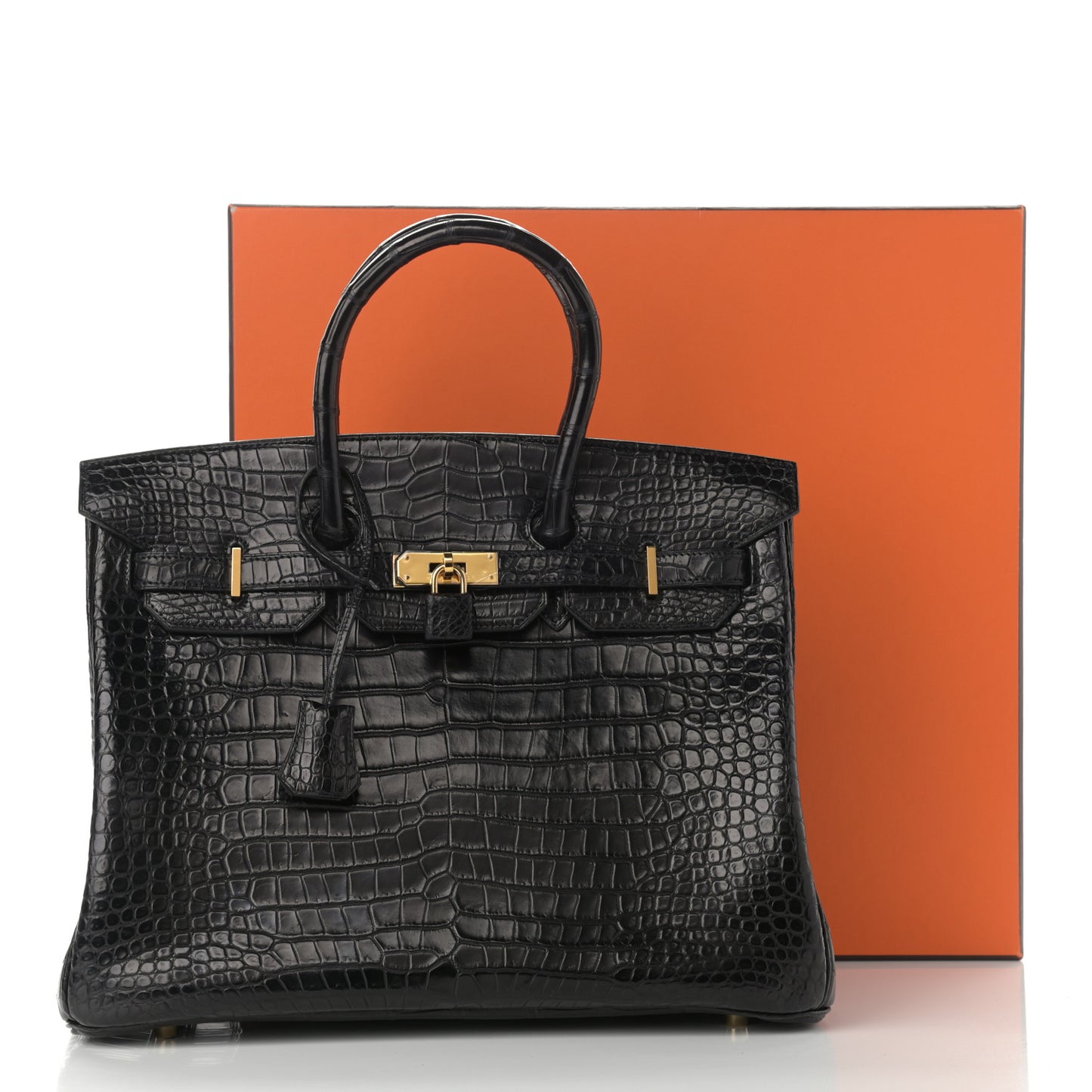 Matte Porosus Crocodile Birkin 35 Black