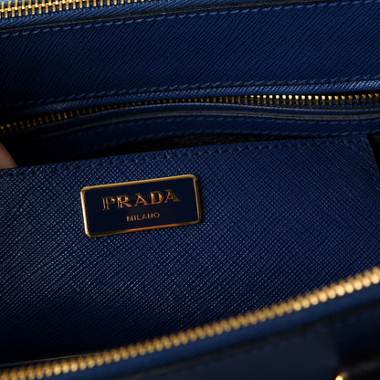 Prada Saffiano Lux Bi-Color Medium Tote Bluette Black 12 of 16