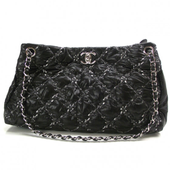 Nylon Quilted Tweed on Stitch Tote Black