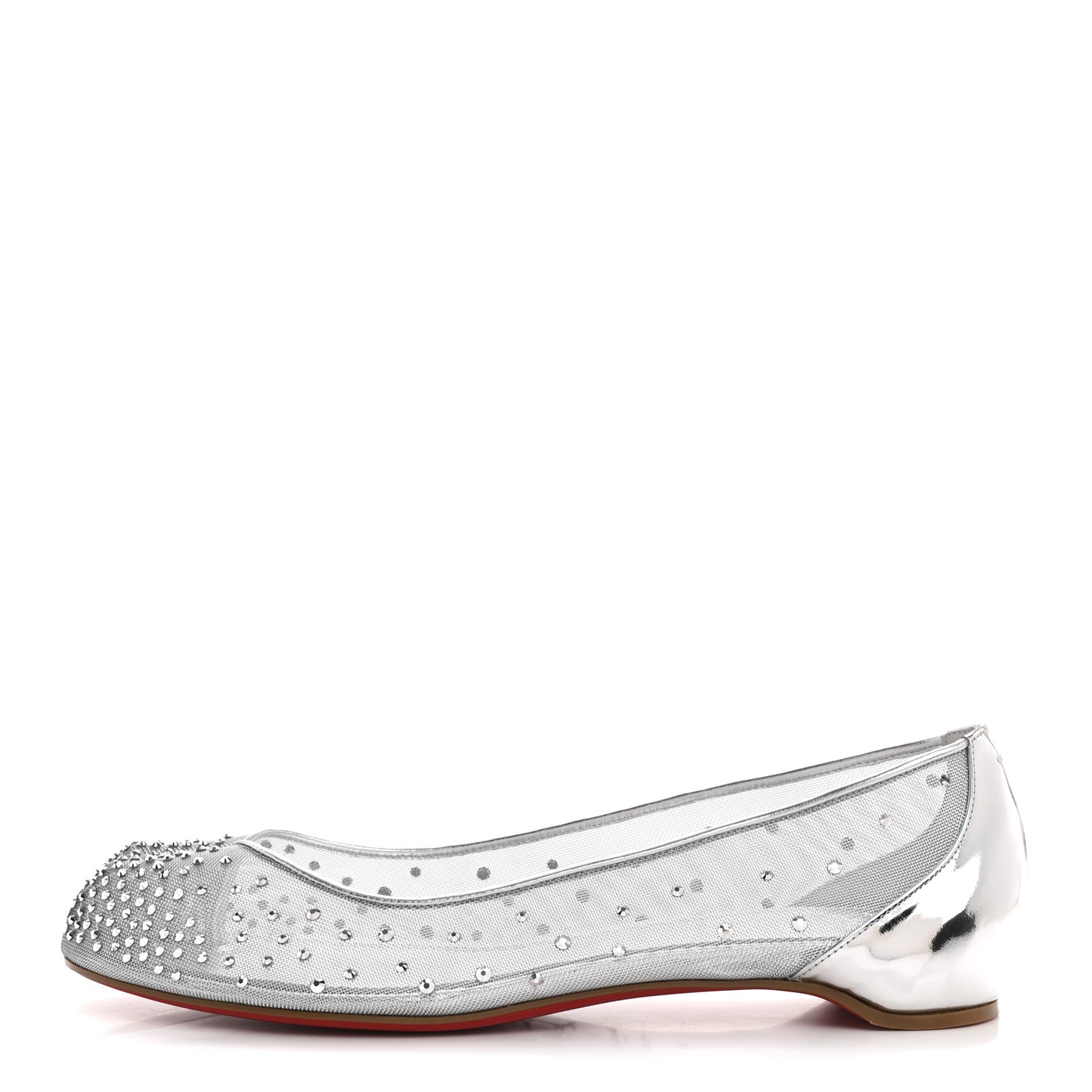 X MAISON MARGIELA Rete Glitter Specchio Marlougiela Strass Tabi Flats 40 Silver