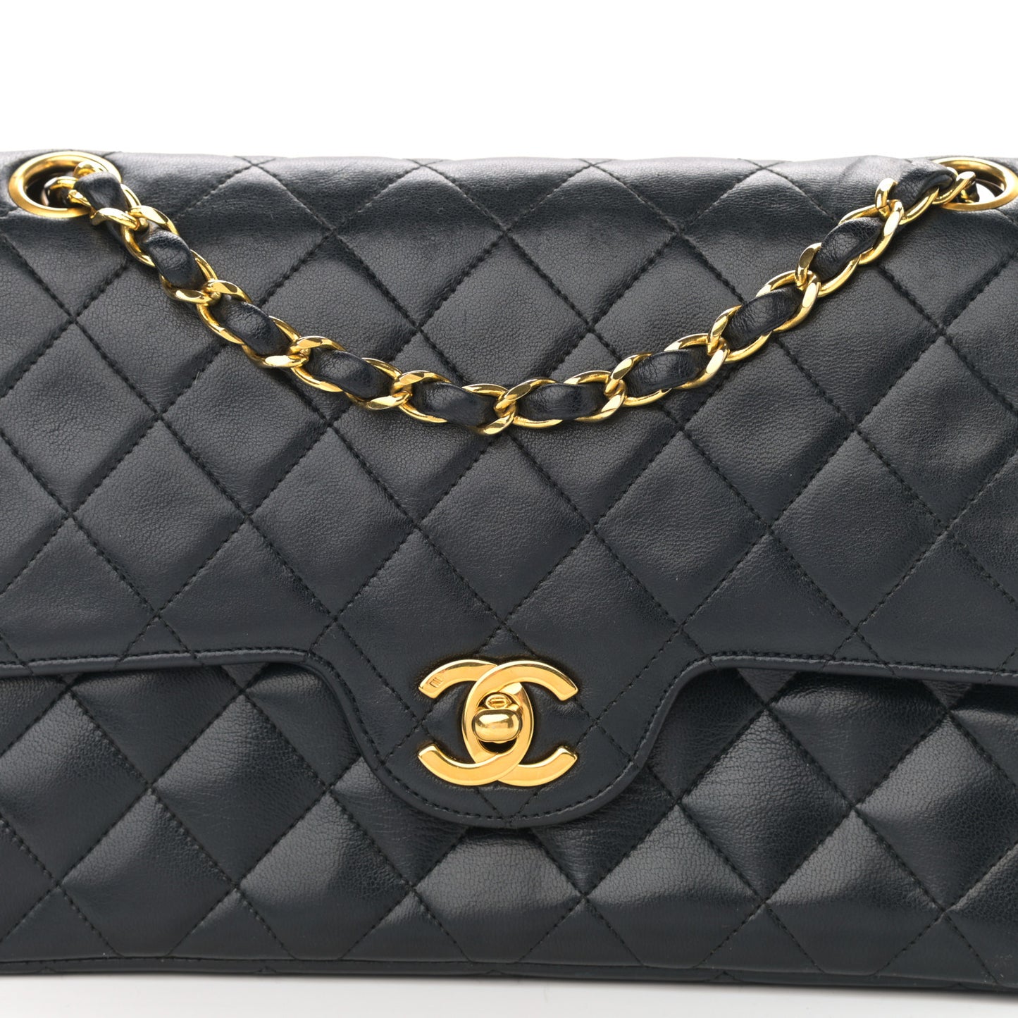 Lambskin Quilted Small Double Flap Black