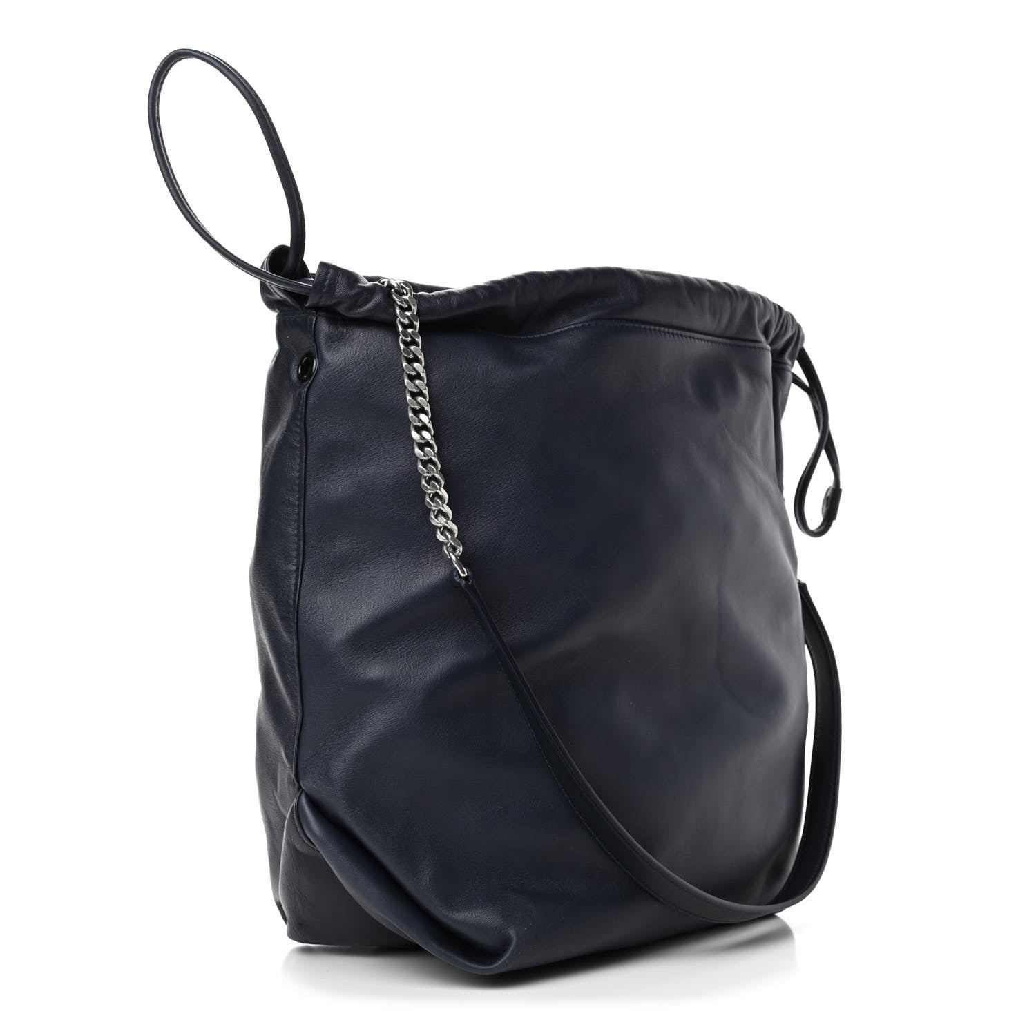 Saint Laurent Lambskin Teddy Drawstring Bag Dark Notte 2 of 4