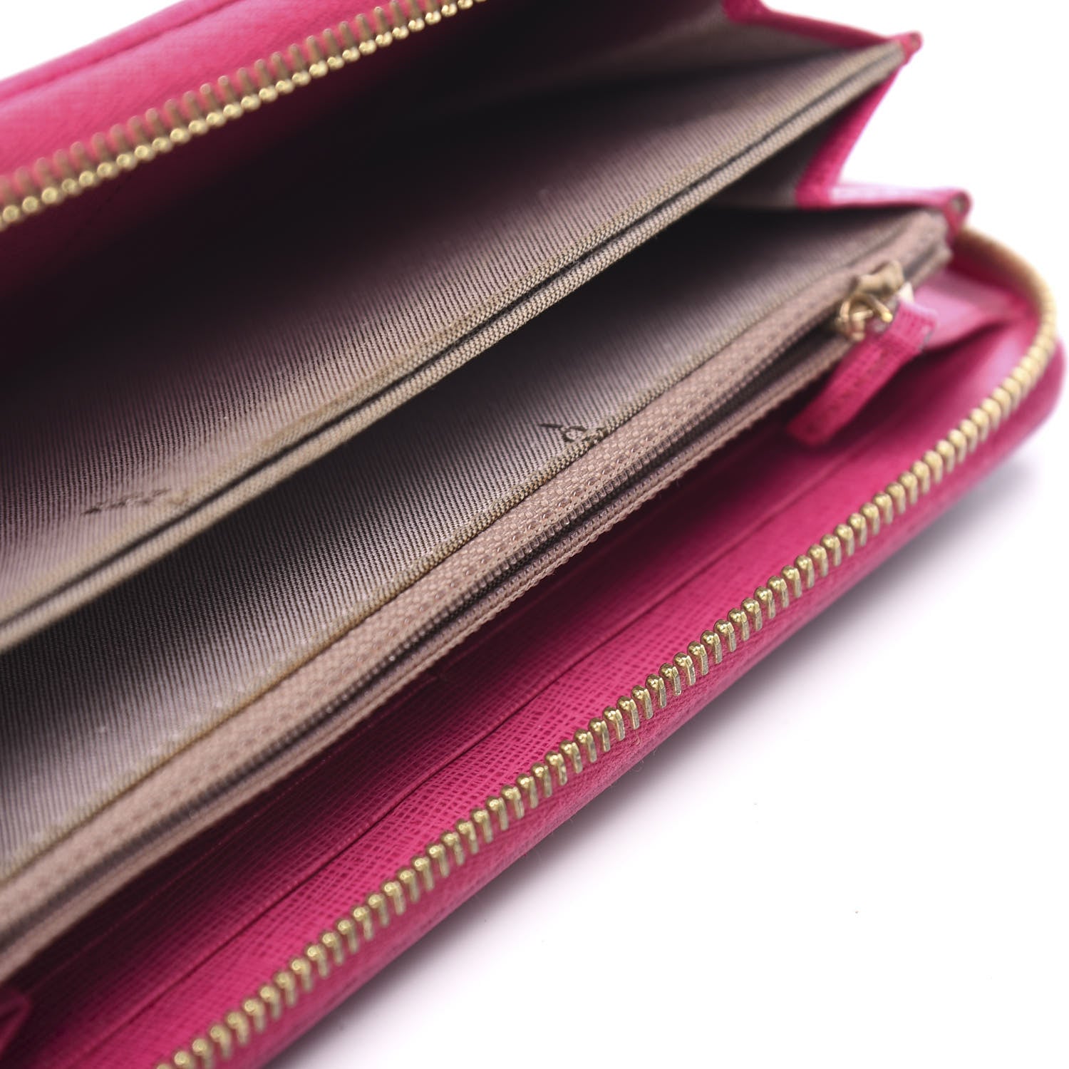 Fendi Zucca Spalmati Vitello Elite Zip Around Wallet Tobacco Ciclamino 5 of 7