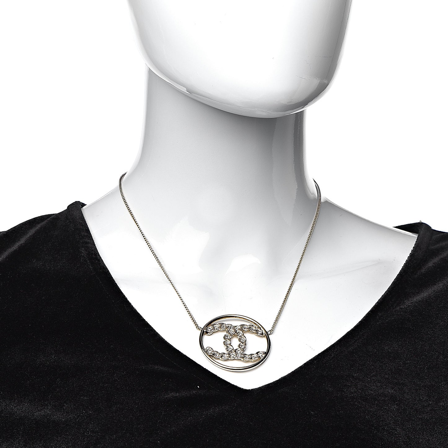 Baguette Crystal High Society CC Pendant Necklace Gold