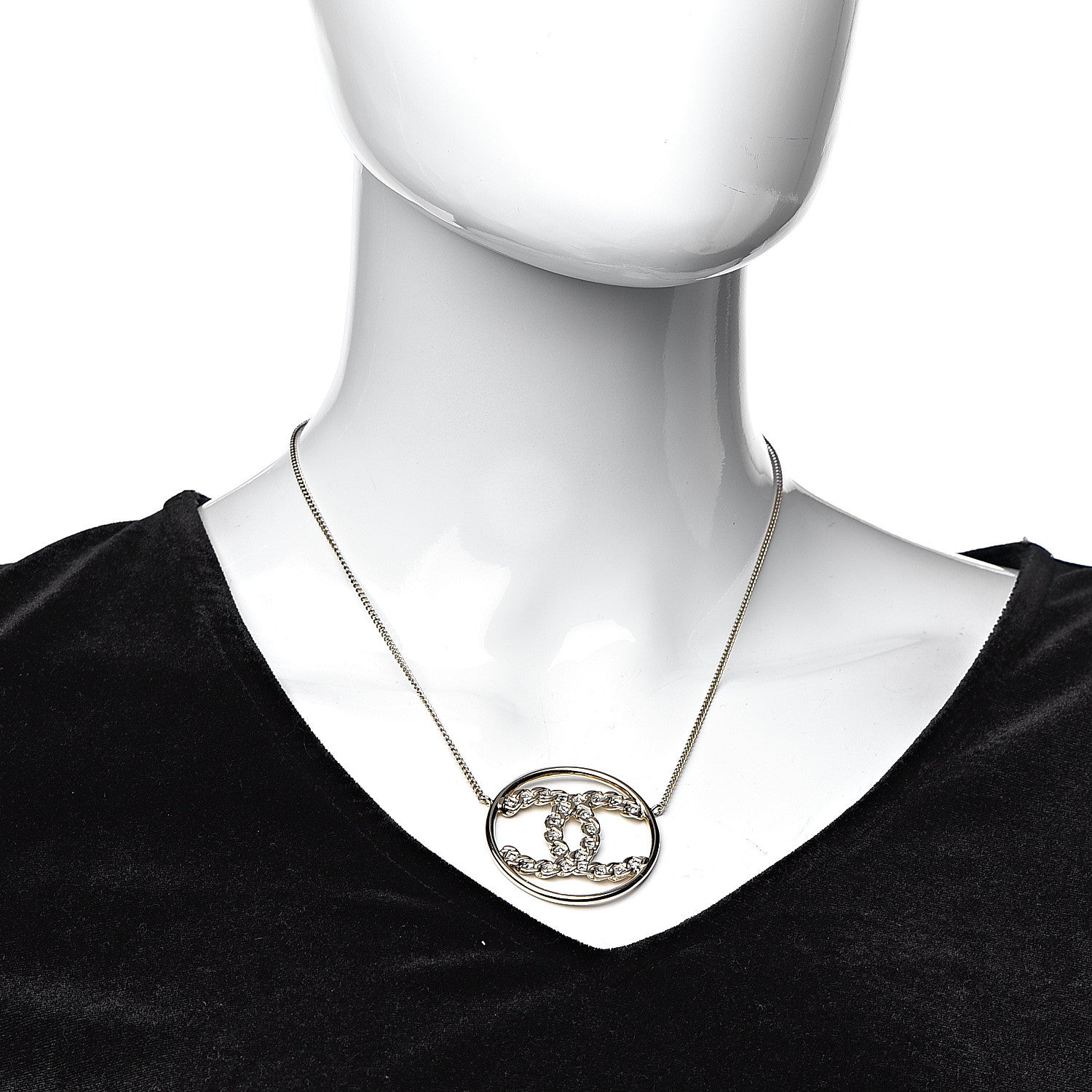 Chanel Baguette Crystal High Society CC Pendant Necklace Gold 2 of 5