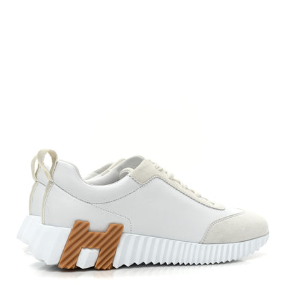 Hermes Calfskin Suede Goatskin Bouncing Sneakers 36.5 White 4 of 9