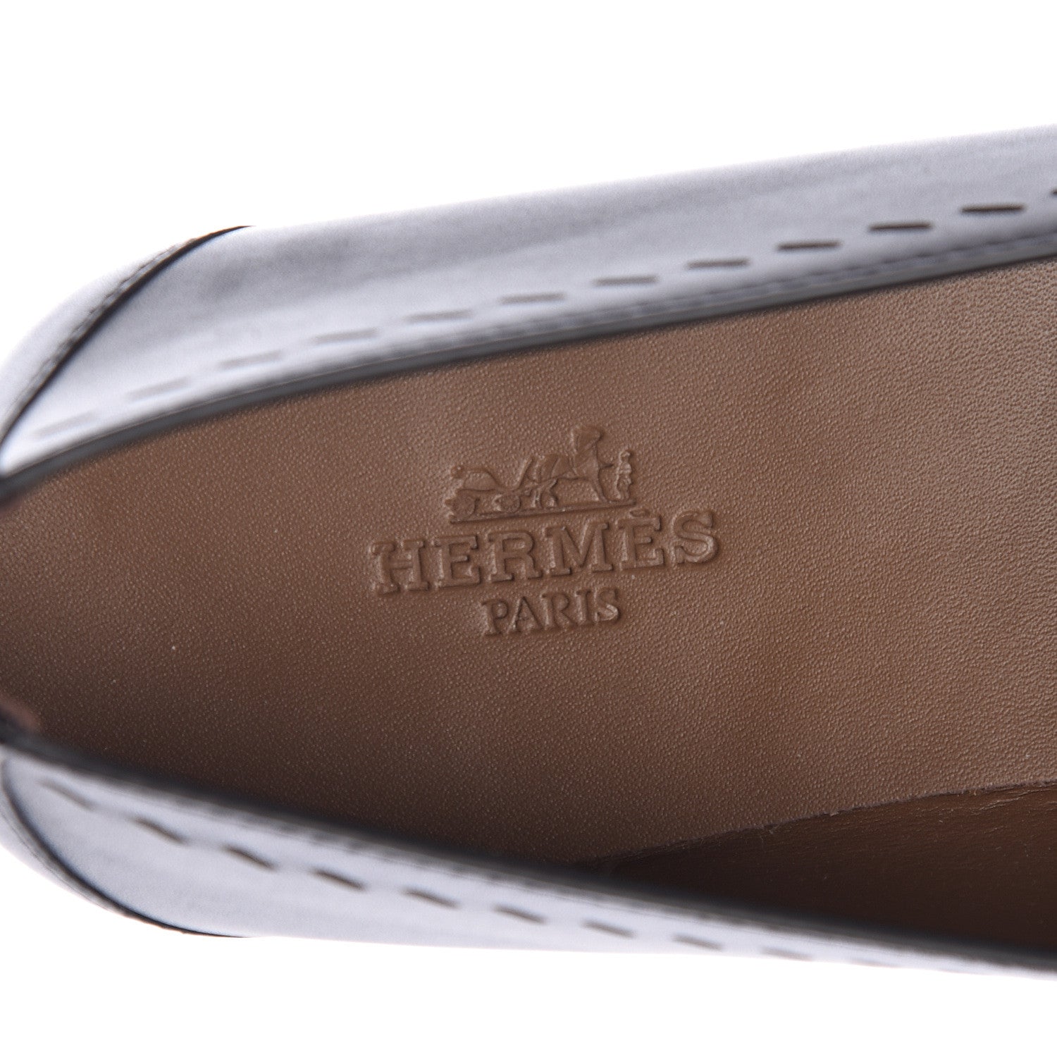 Hermes Calfskin Ovale Moccasin Loafers 37 Black 7 of 9
