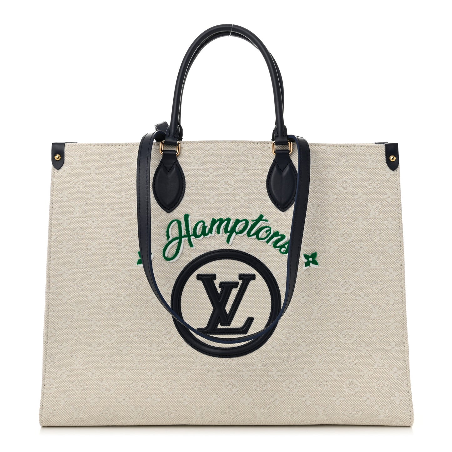 Jacquard Embroidered Tufted Monogram Hamptons Onthego GM Blue