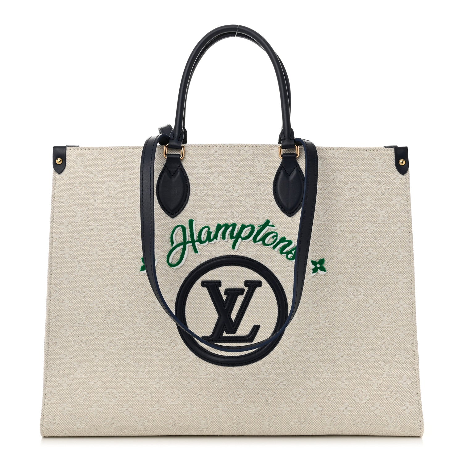 Louis Vuitton Jacquard Embroidered Tufted Monogram Hamptons Onthego GM Blue 1 of 9