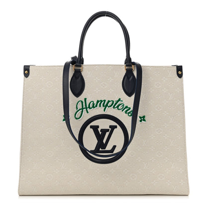 Louis Vuitton Jacquard Embroidered Tufted Monogram Hamptons Onthego GM Blue 1 of 9