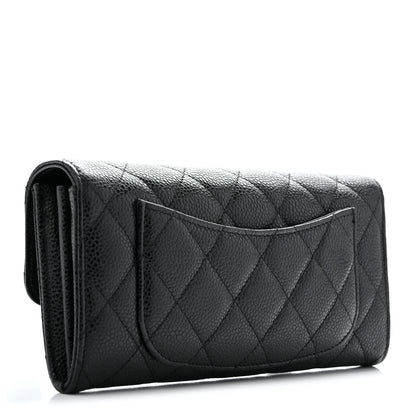 Chanel Caviar Quilted Large Gusset Flap Wallet Black 3 of 11