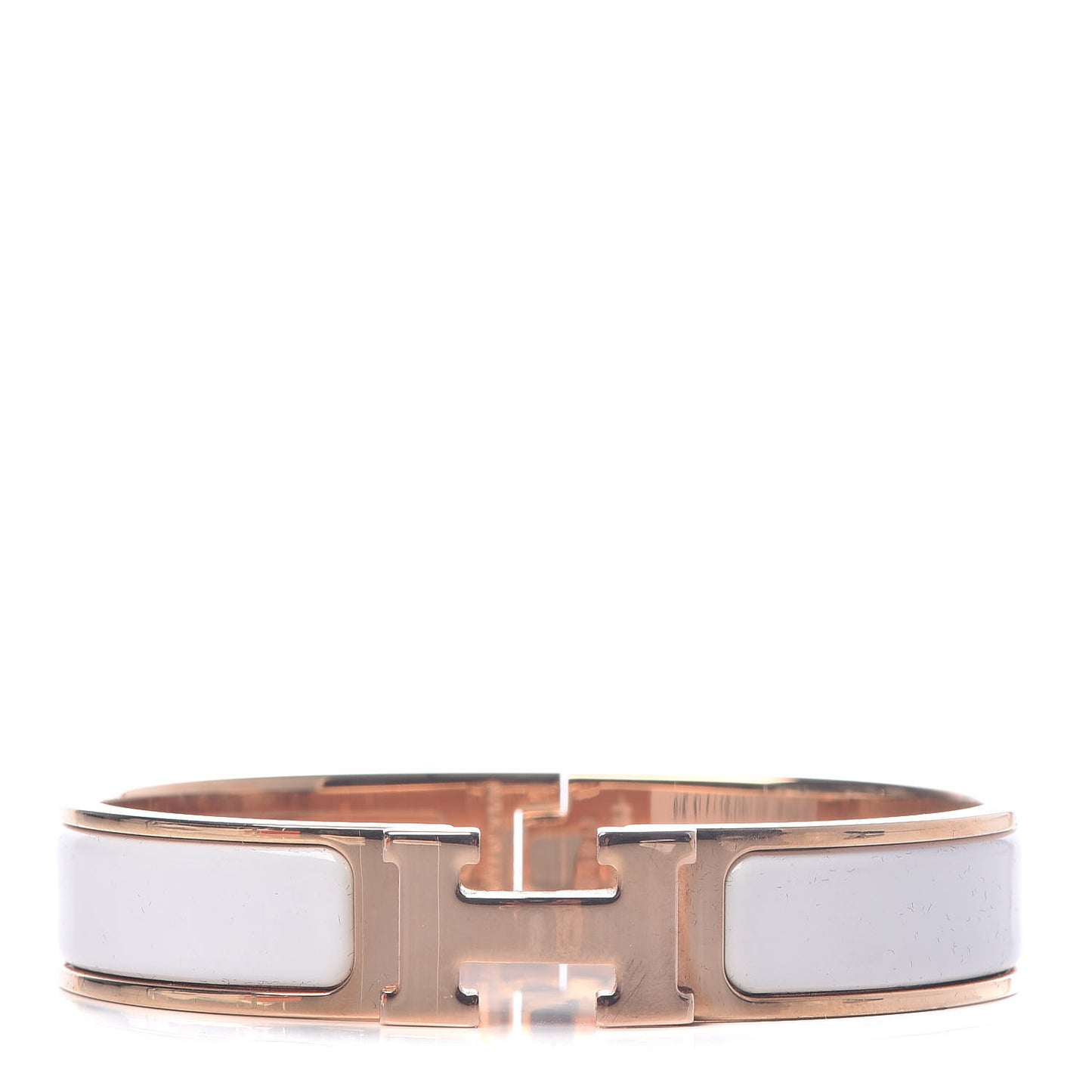 Enamel Narrow Clic Clac H Bracelet PM White