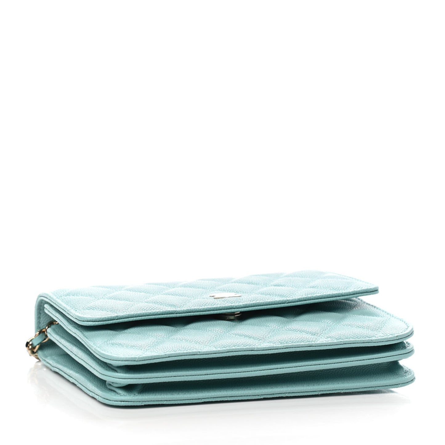 Caviar Quilted Square Wallet On Chain WOC Light Blue