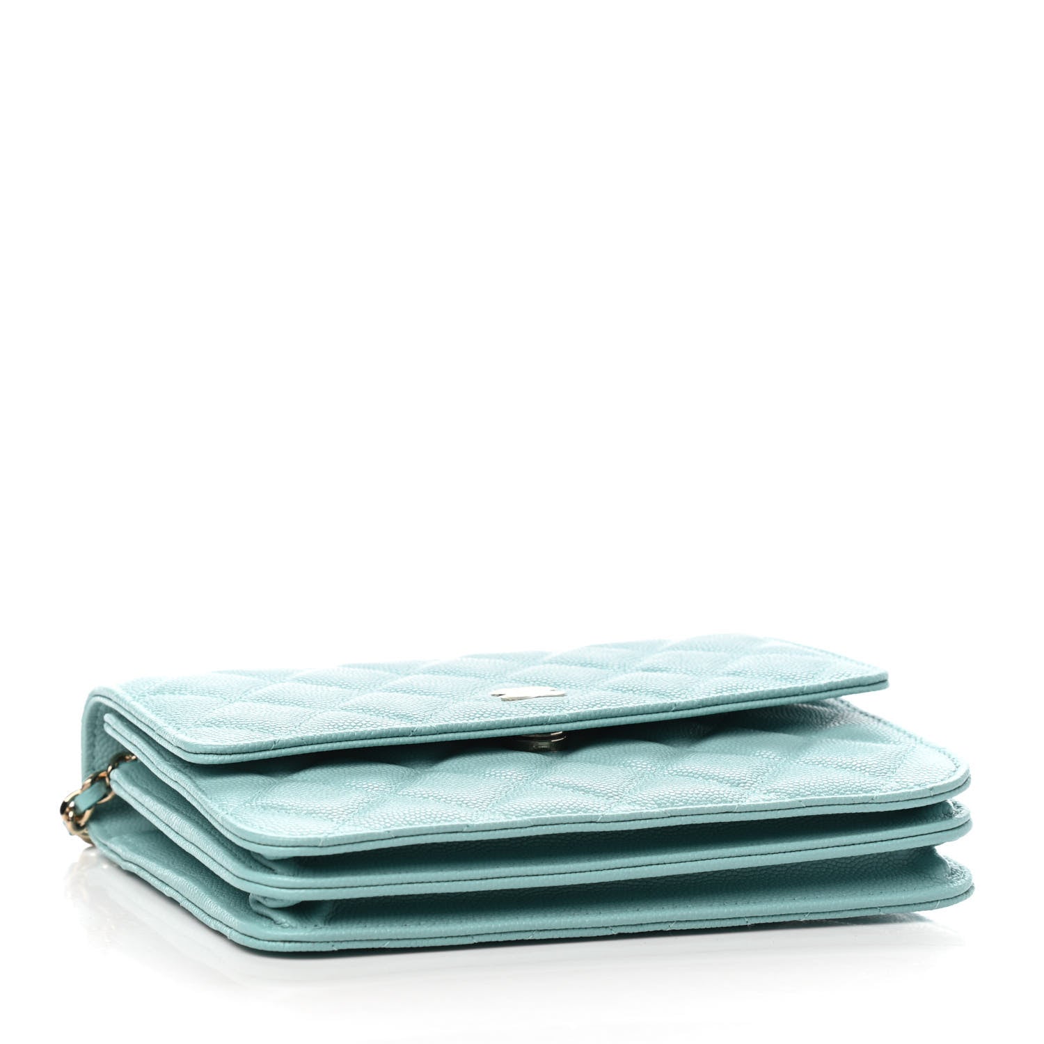 Chanel Caviar Quilted Square Wallet On Chain WOC Light Blue 4 of 10