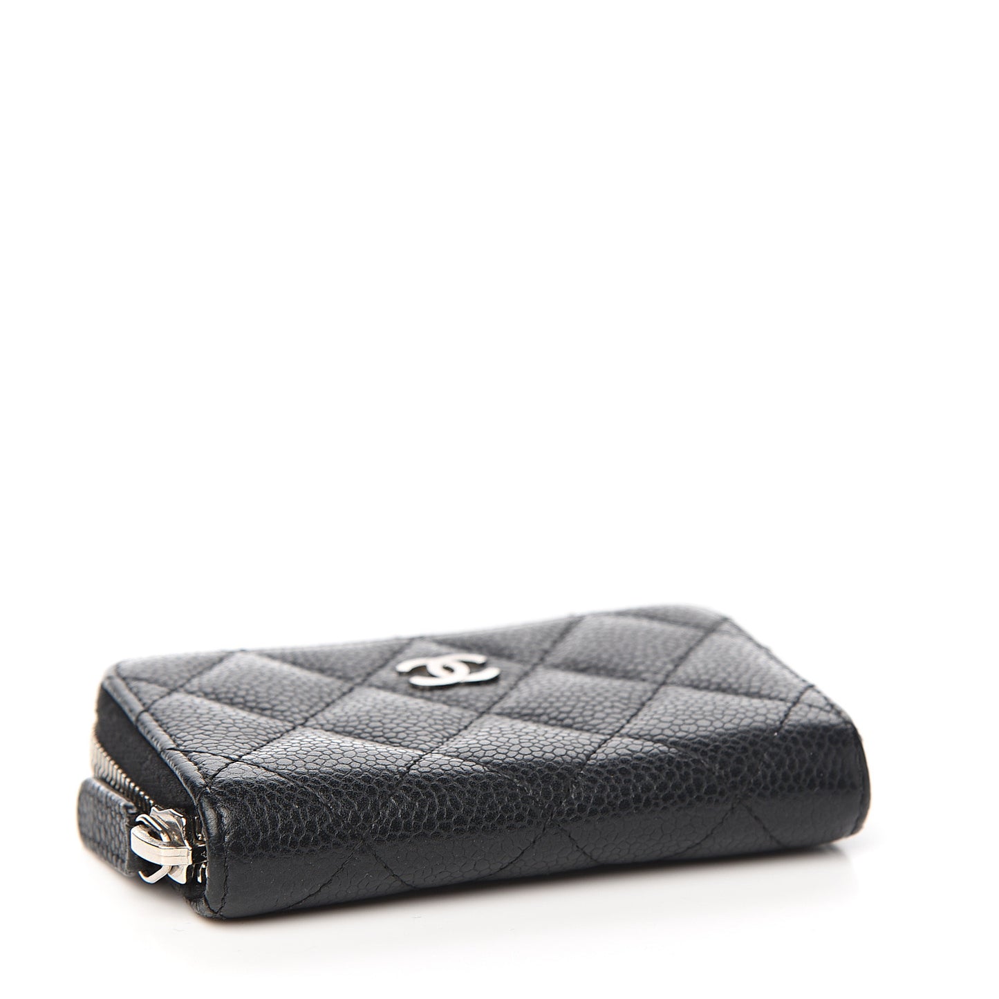 Caviar Quilted Zip Coin Purse Black