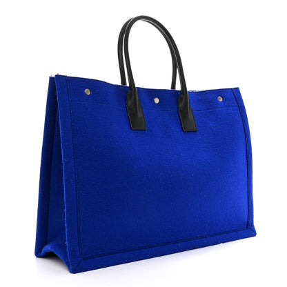 Saint Laurent Wool Rive Gauche Tote Blue 3 of 12