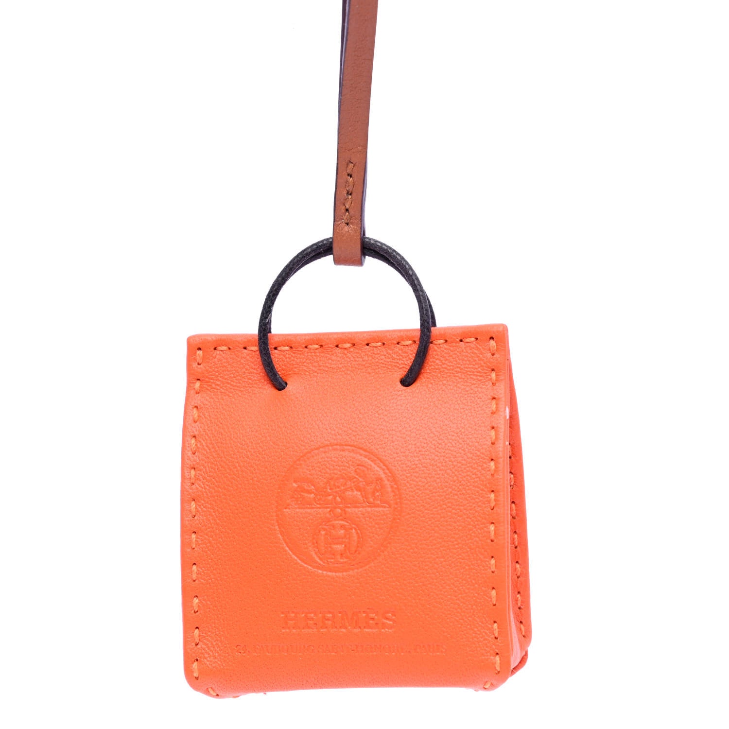 Hermes Milo Lambskin Swift Shopping Bag Charm Feu Gold 3 of 4