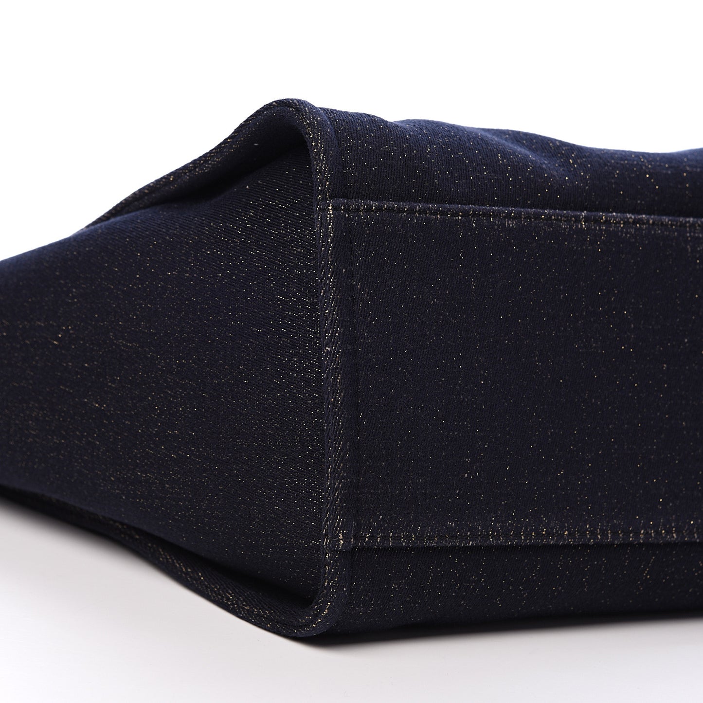 Lurex Canvas Medium Deauville Tote Navy Blue Gold
