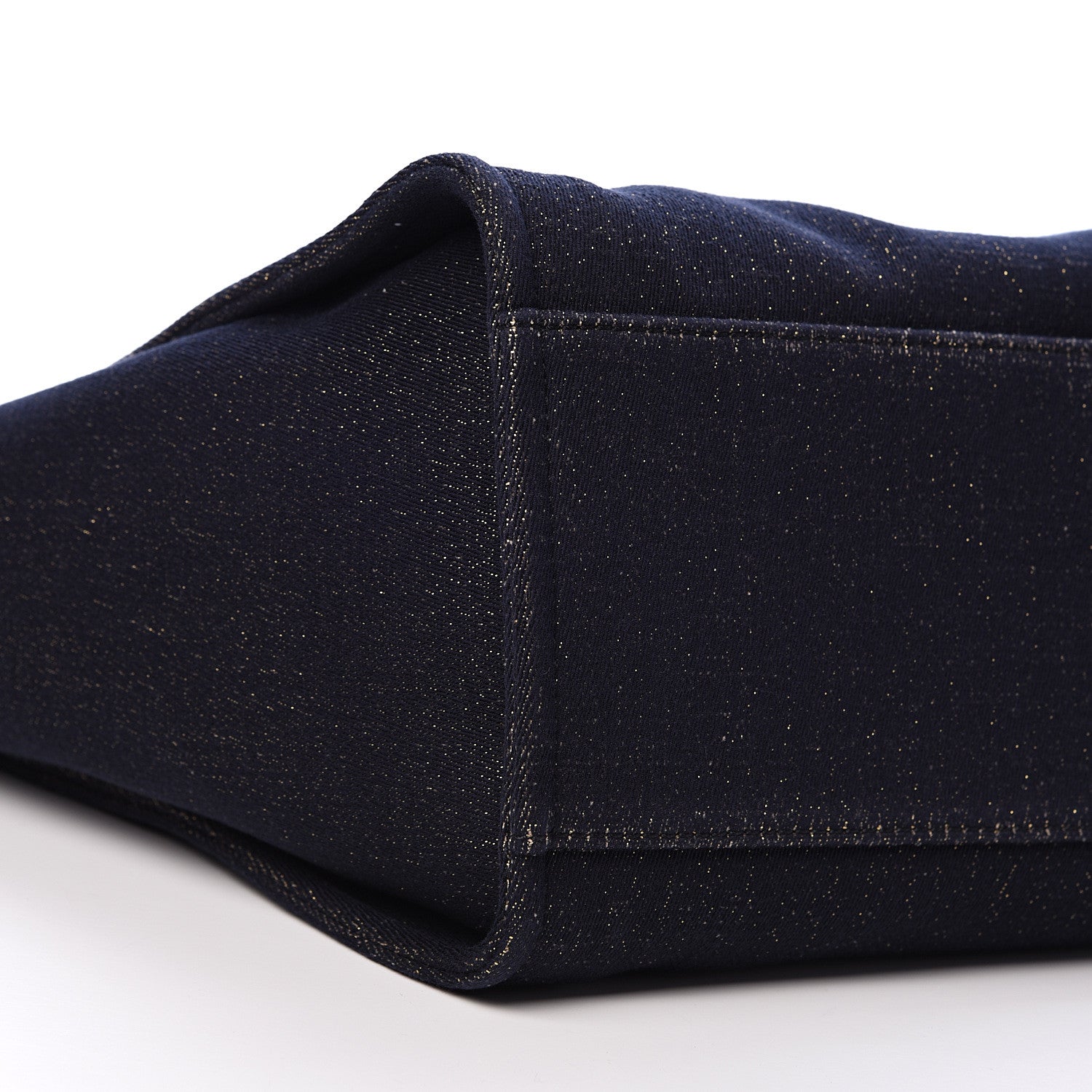 Chanel Lurex Canvas Medium Deauville Tote Navy Blue Gold 8 of 11