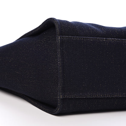 Chanel Lurex Canvas Medium Deauville Tote Navy Blue Gold 8 of 11