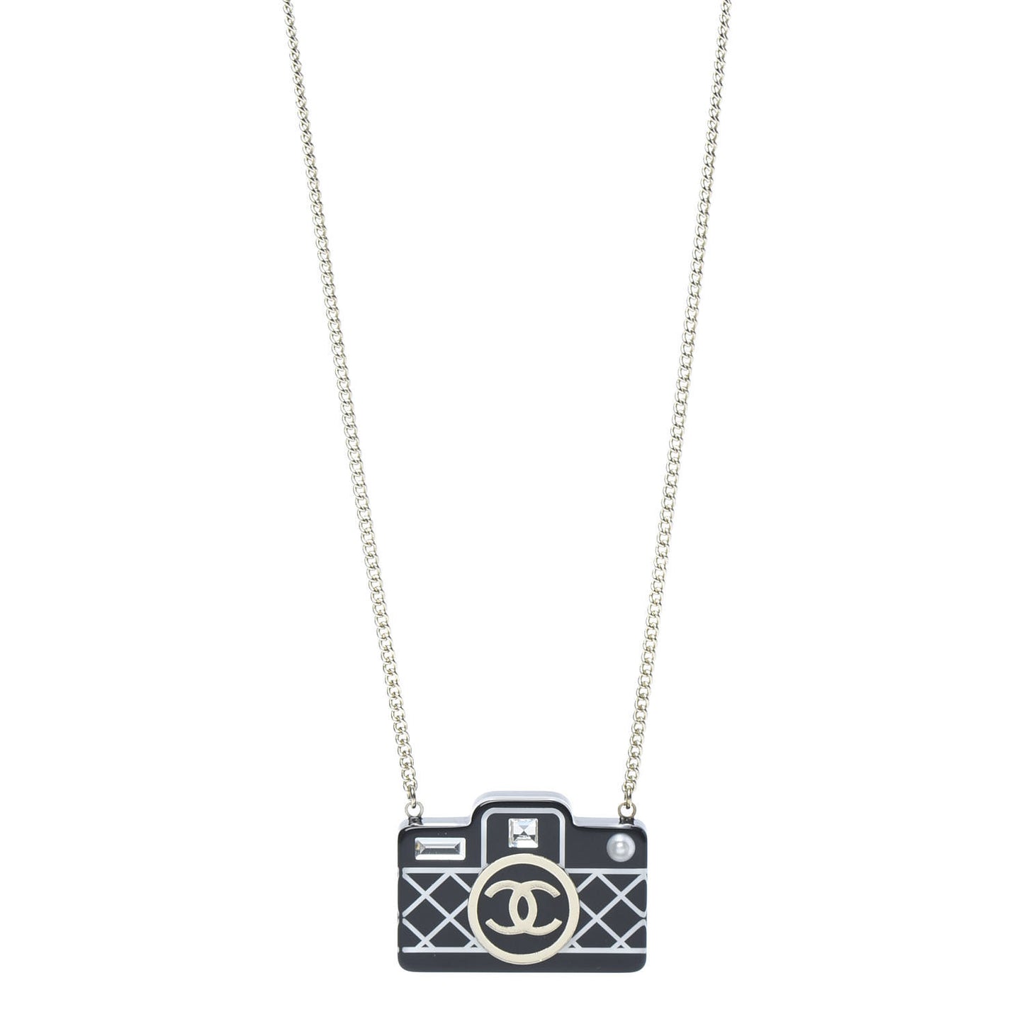 Resin Camera CC Necklace Black Gold