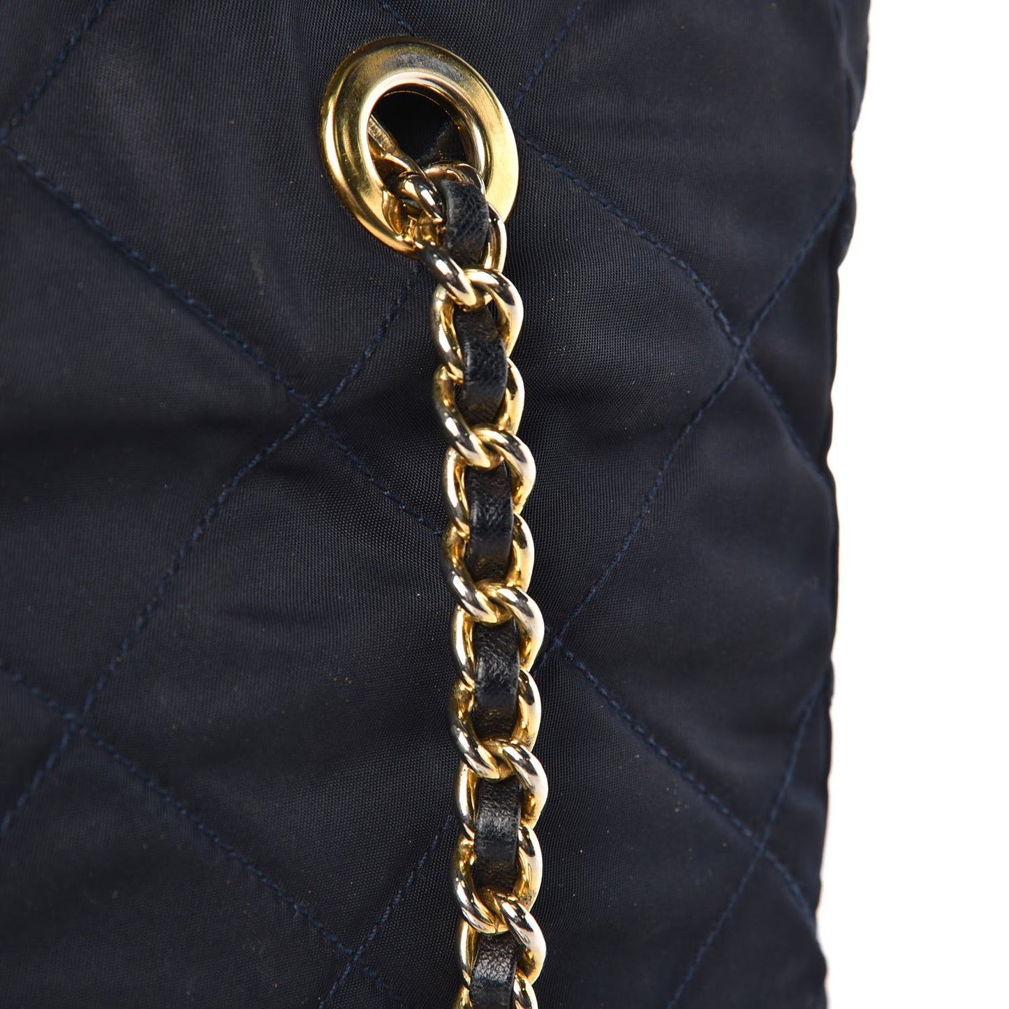 Nylon Tessuto Quilted Shoulder Bag Navy