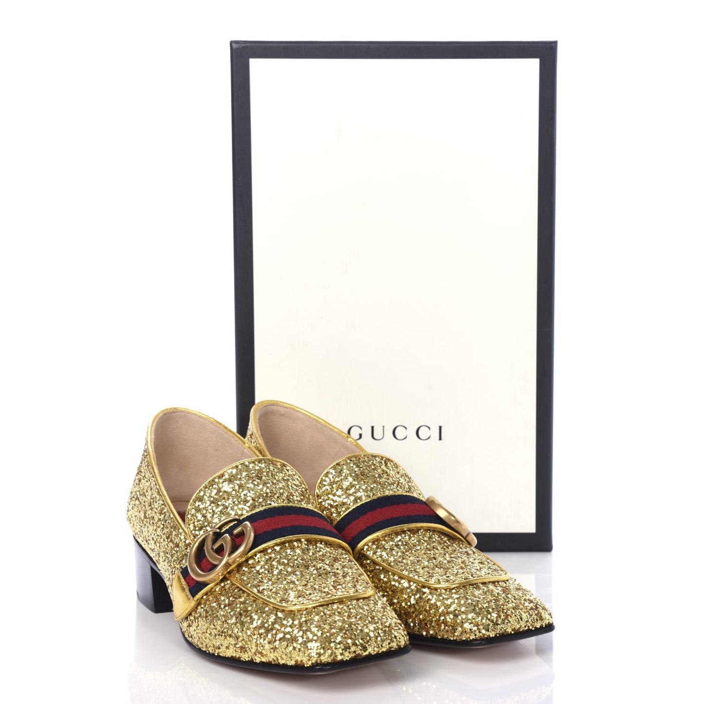 Glitter Web Peyton Loafers 38 Gold