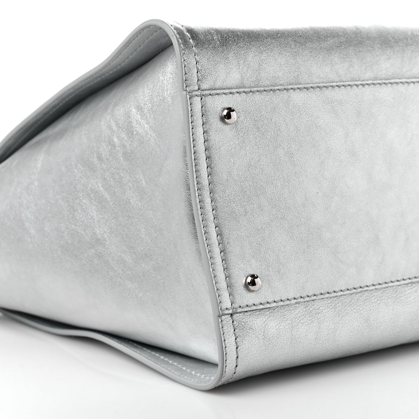 Metallic Calfskin Medium Deauville Tote Silver