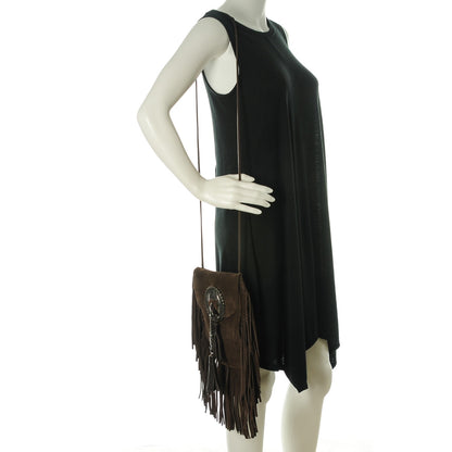Saint Laurent Suede Fringe Flat Anita Crossbody Bag Coffy Marrone 2 of 7