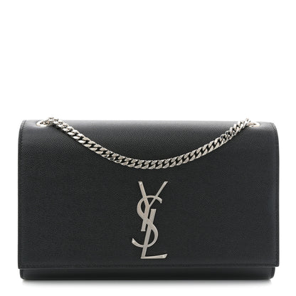 Saint Laurent Grain De Poudre Medium Classic Monogram Kate Satchel Black 1 of 11