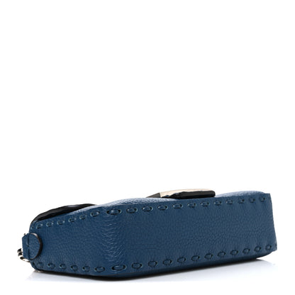 Fendi Cuoio Roma Sellerissima Nappa Sintetica Tape Stitch Mini Baguette Placca Argento 4 of 10