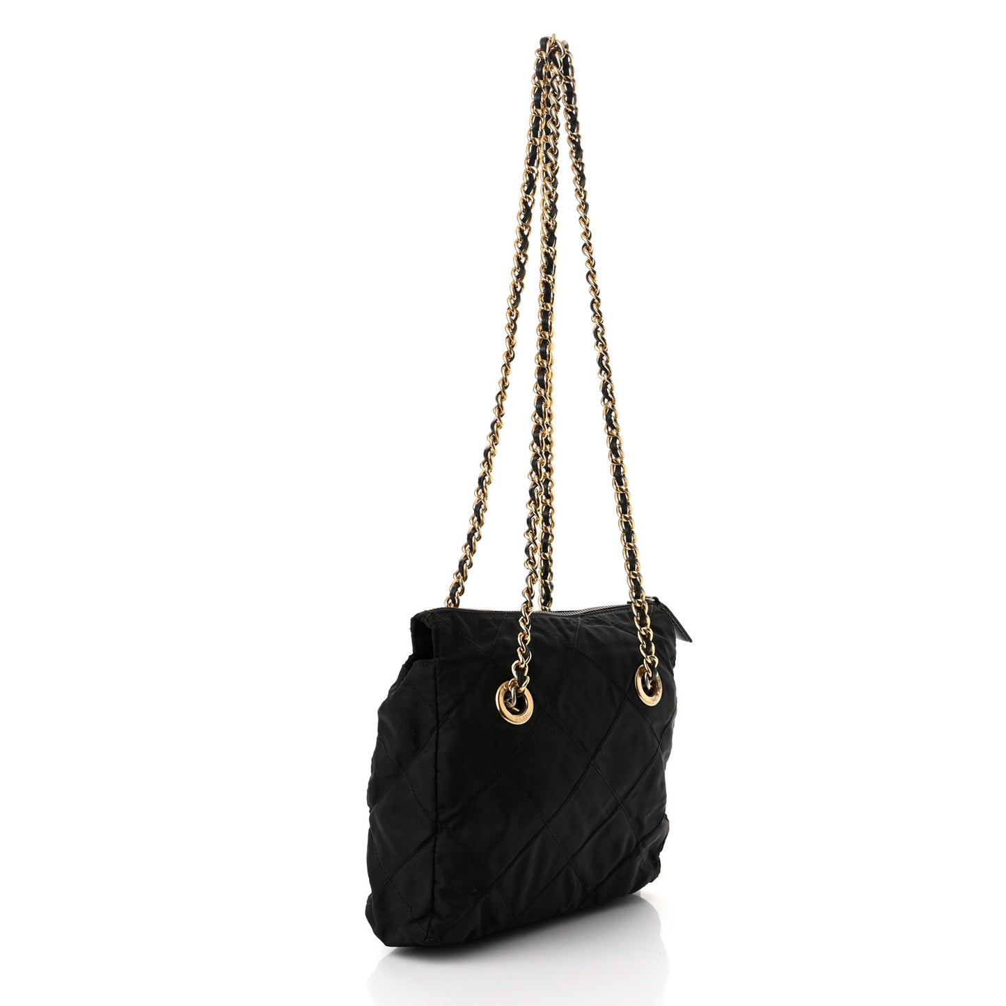 Nylon Tessuto Impuntu Quilted Shoulder Bag Black