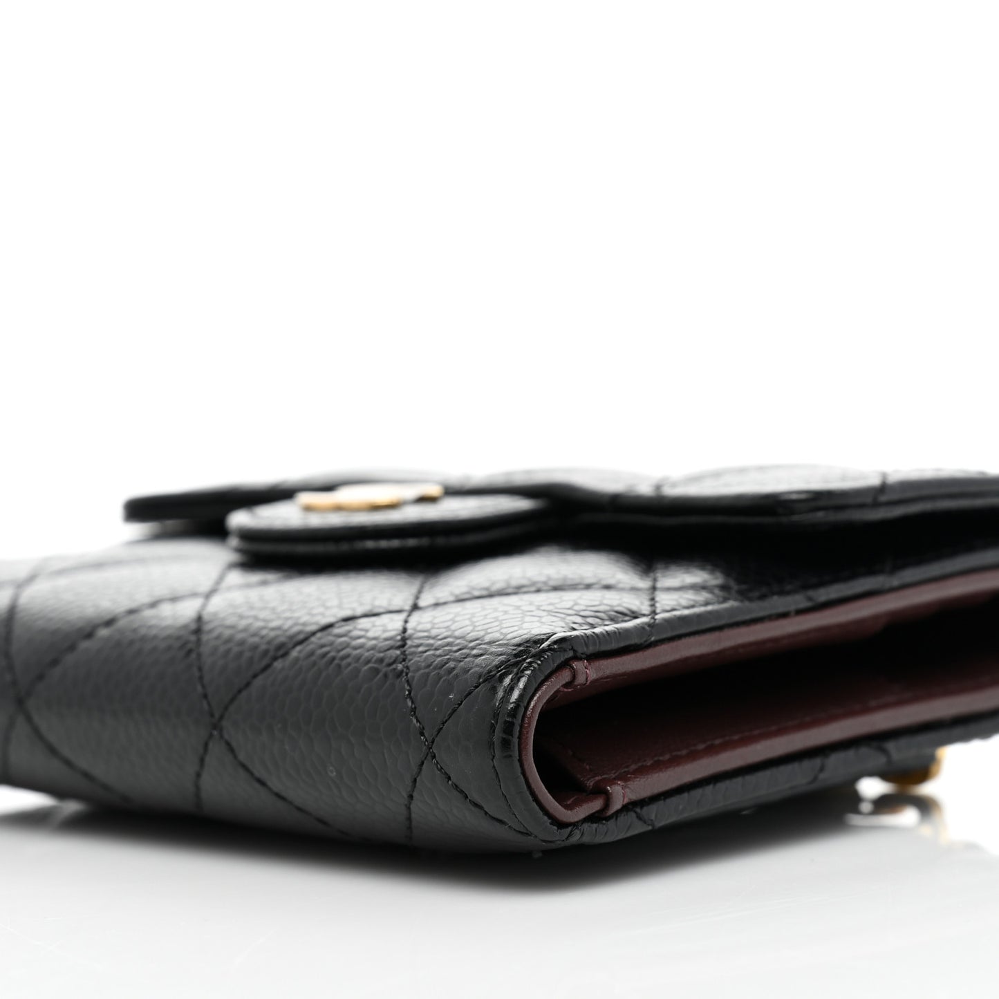 Caviar Quilted Compact Flap Wallet Black