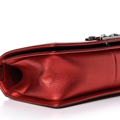 Chanel Metallic Patent Calfskin Quilted Medium Boy Flap Red 6 of 20