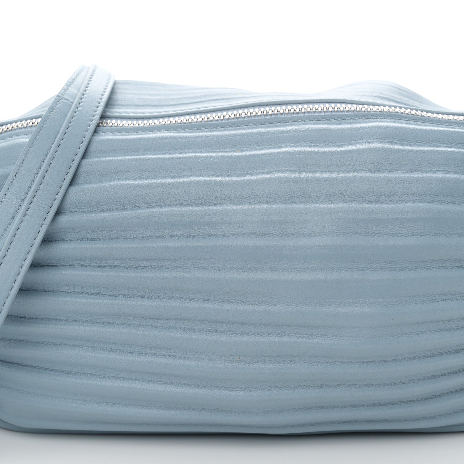 Loewe Lambskin Pleated Bracelet Pouch Shoulder Bag Dusty Blue 7 of 9