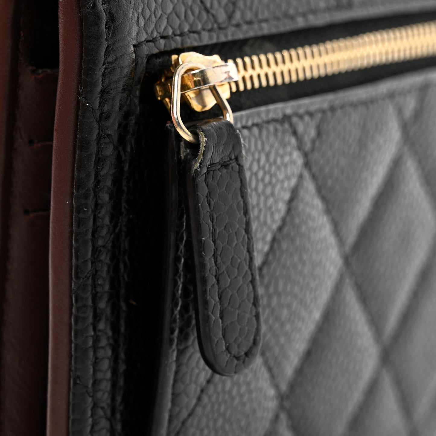 Caviar Quilted Compact Flap Wallet Black