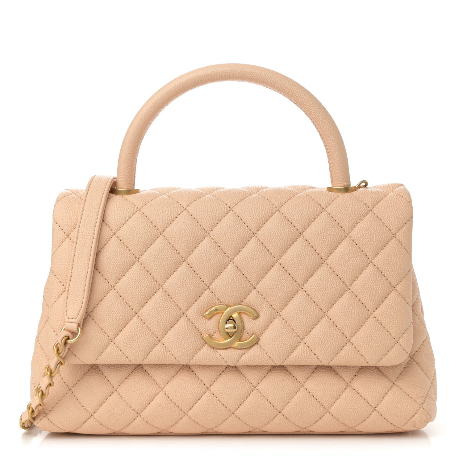 Chanel Caviar Quilted Small Coco Handle Flap Beige 1 of 11
