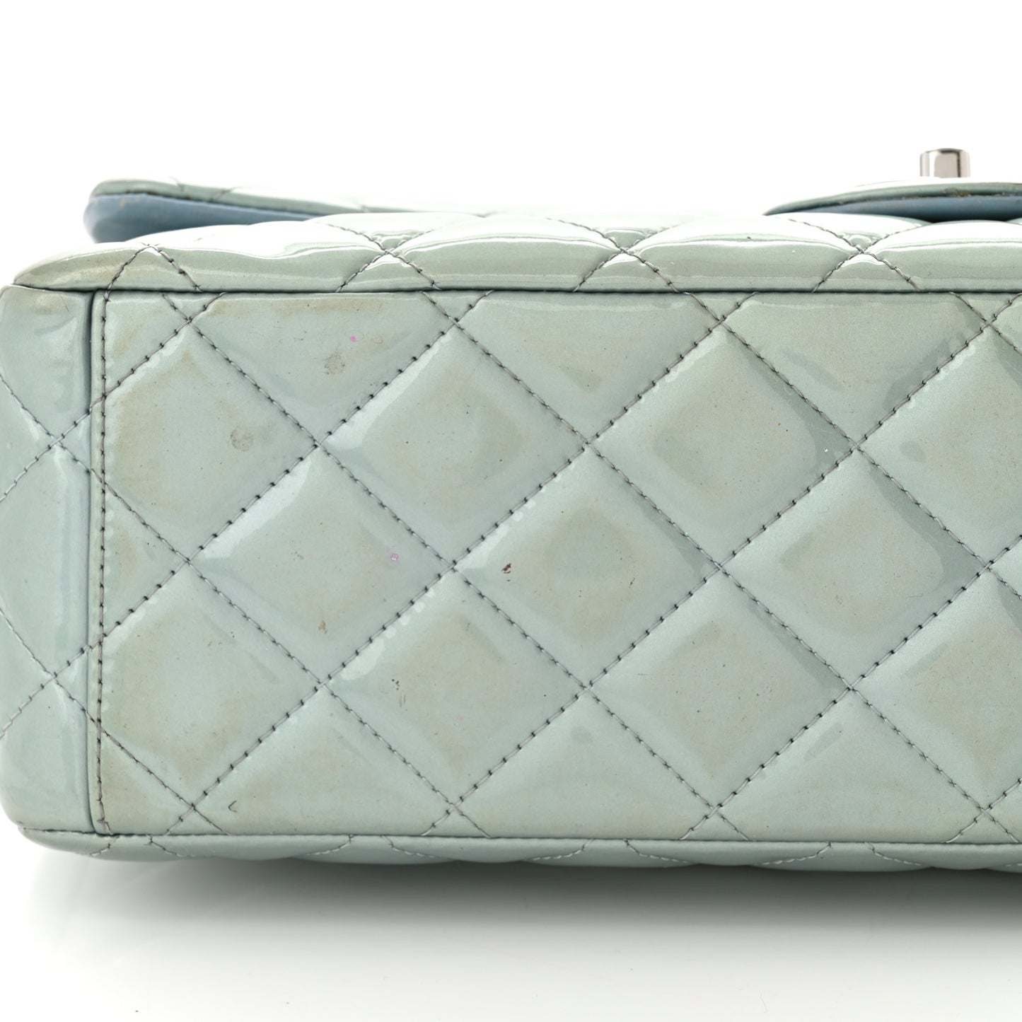 Patent Quilted Maxi Double Flap Light Blue