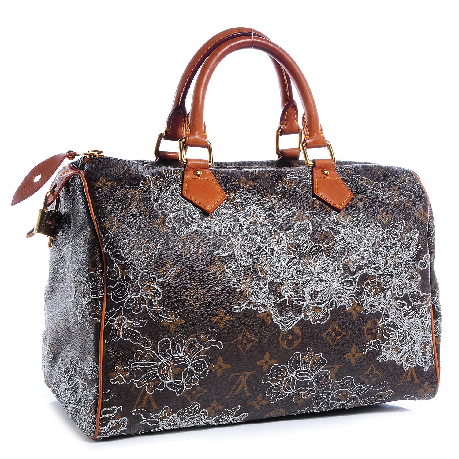Louis Vuitton Monogram Dentelle Speedy 30 Silver 3 of 7