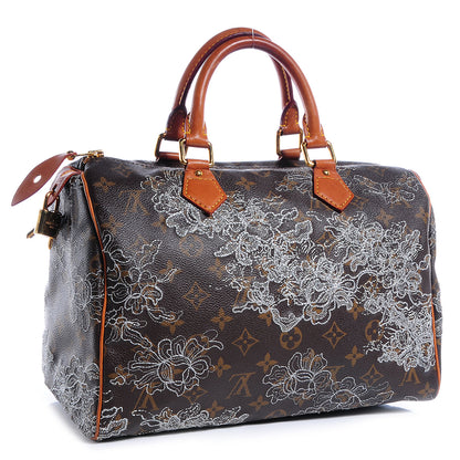 Louis Vuitton Monogram Dentelle Speedy 30 Silver 3 of 7