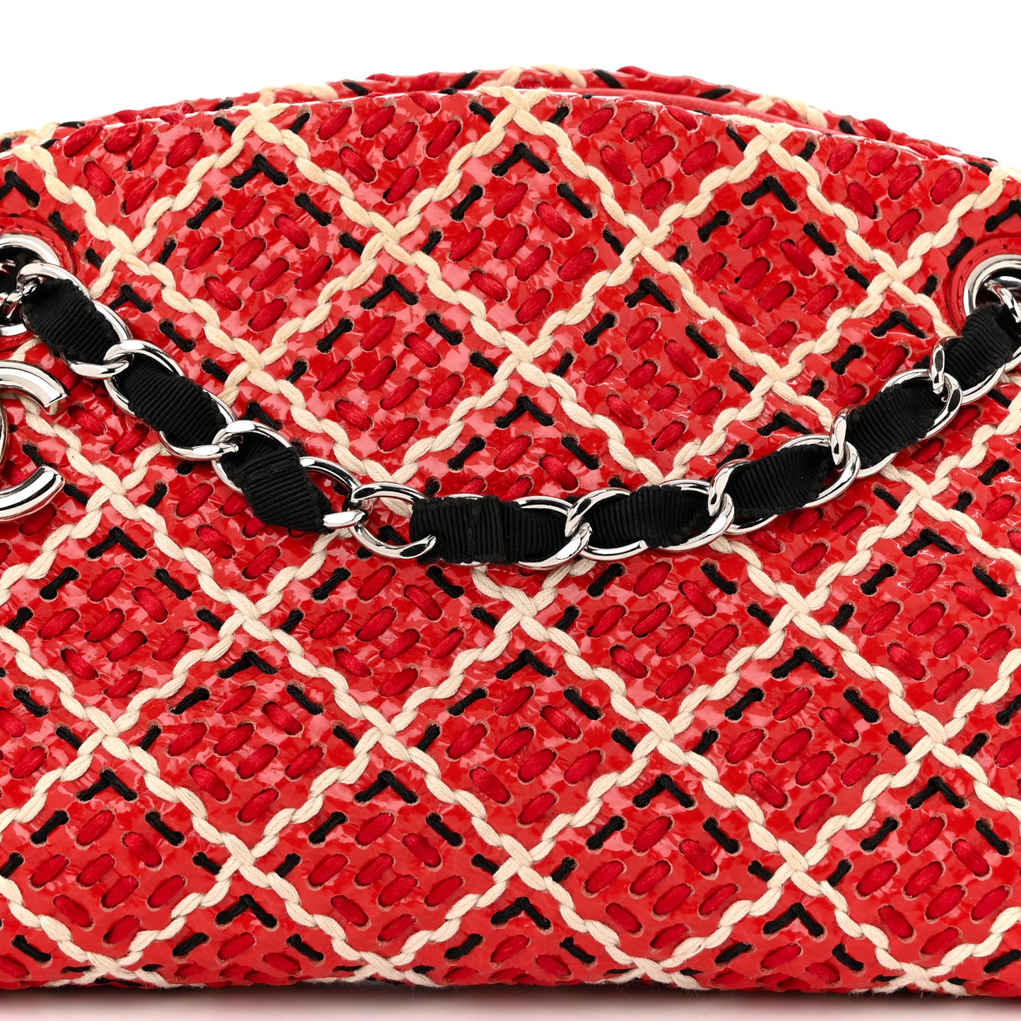 Patent Hand Embroidered Just Mademoiselle Red