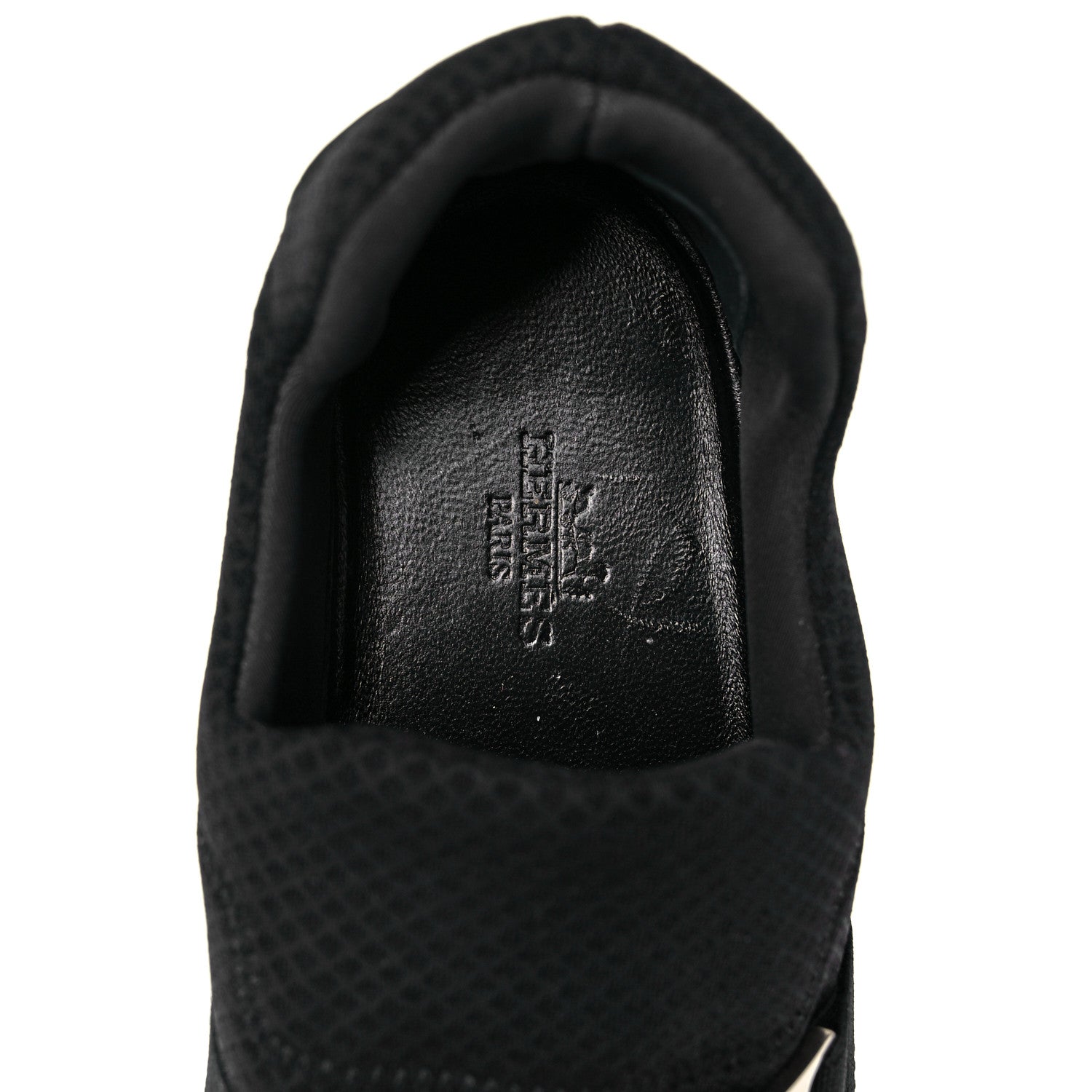 Hermes Technical Canvas Calfskin Run Sneakers 37.5 Black 7 of 9