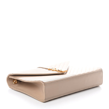 Saint Laurent Grain De Poudre Matelasse Chevron Large Monogram Satchel Beige 3 of 7