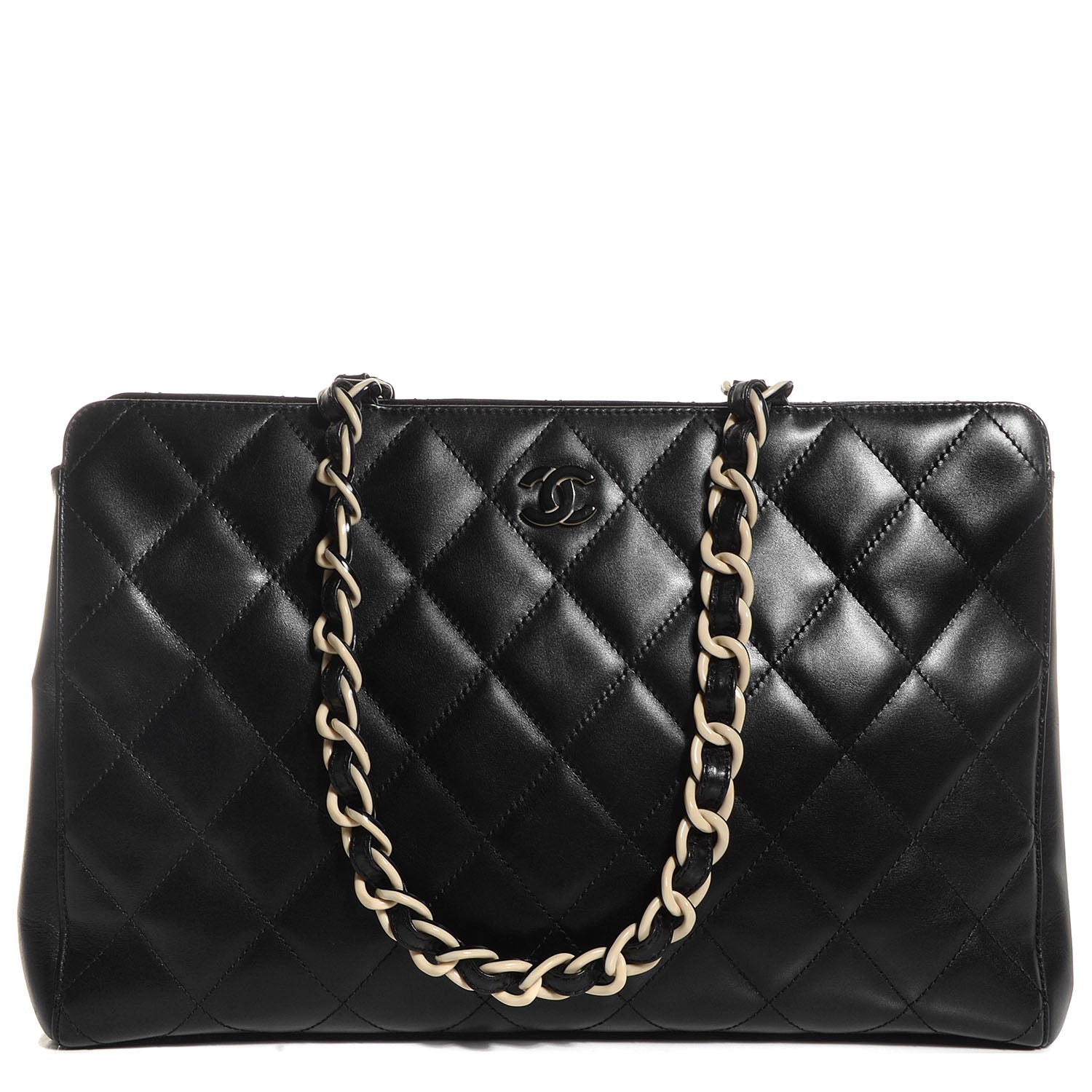 Chanel Lambskin Bekko Chain Large Shopper Tote Black 1 of 9
