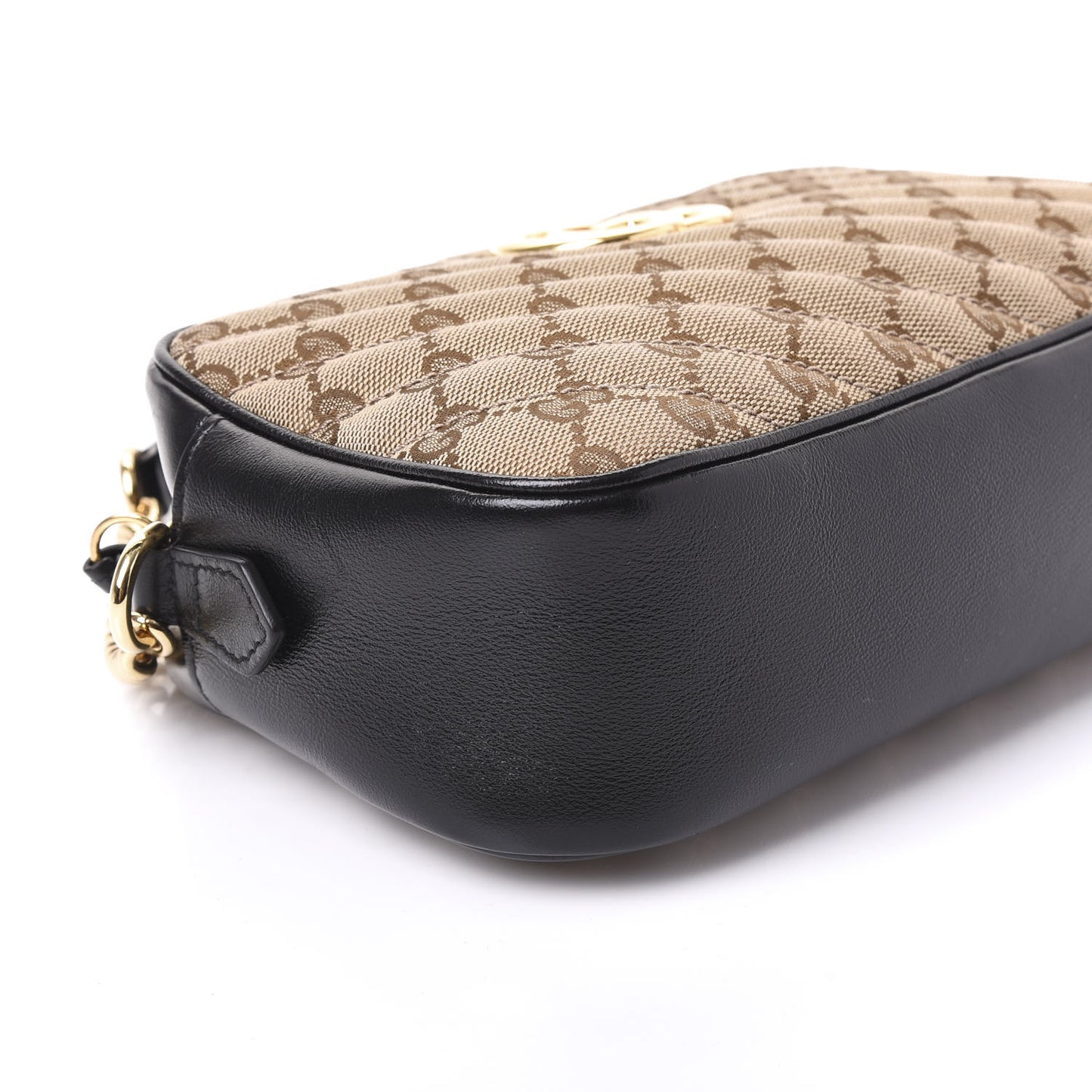 Monogram Matelasse Diagonal Small GG Marmont Chain Shoulder Bag Beige Black
