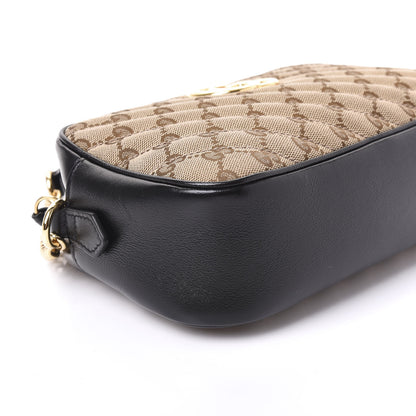 Gucci Monogram Matelasse Diagonal Small GG Marmont Chain Shoulder Bag Beige Black 5 of 10