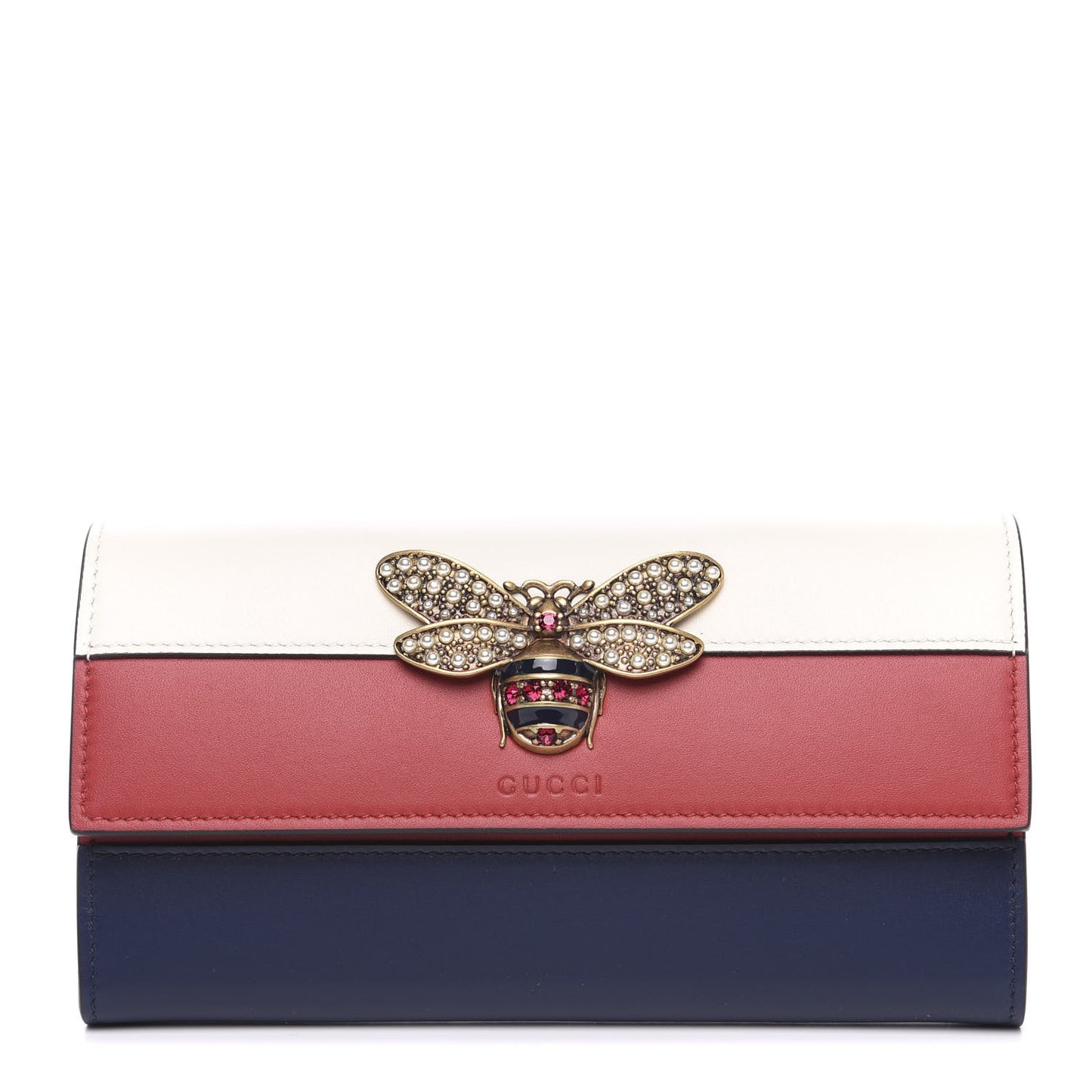 Calfskin Queen Margaret Flap Wallet Blue Agata Hibiscus Red Mystic White
