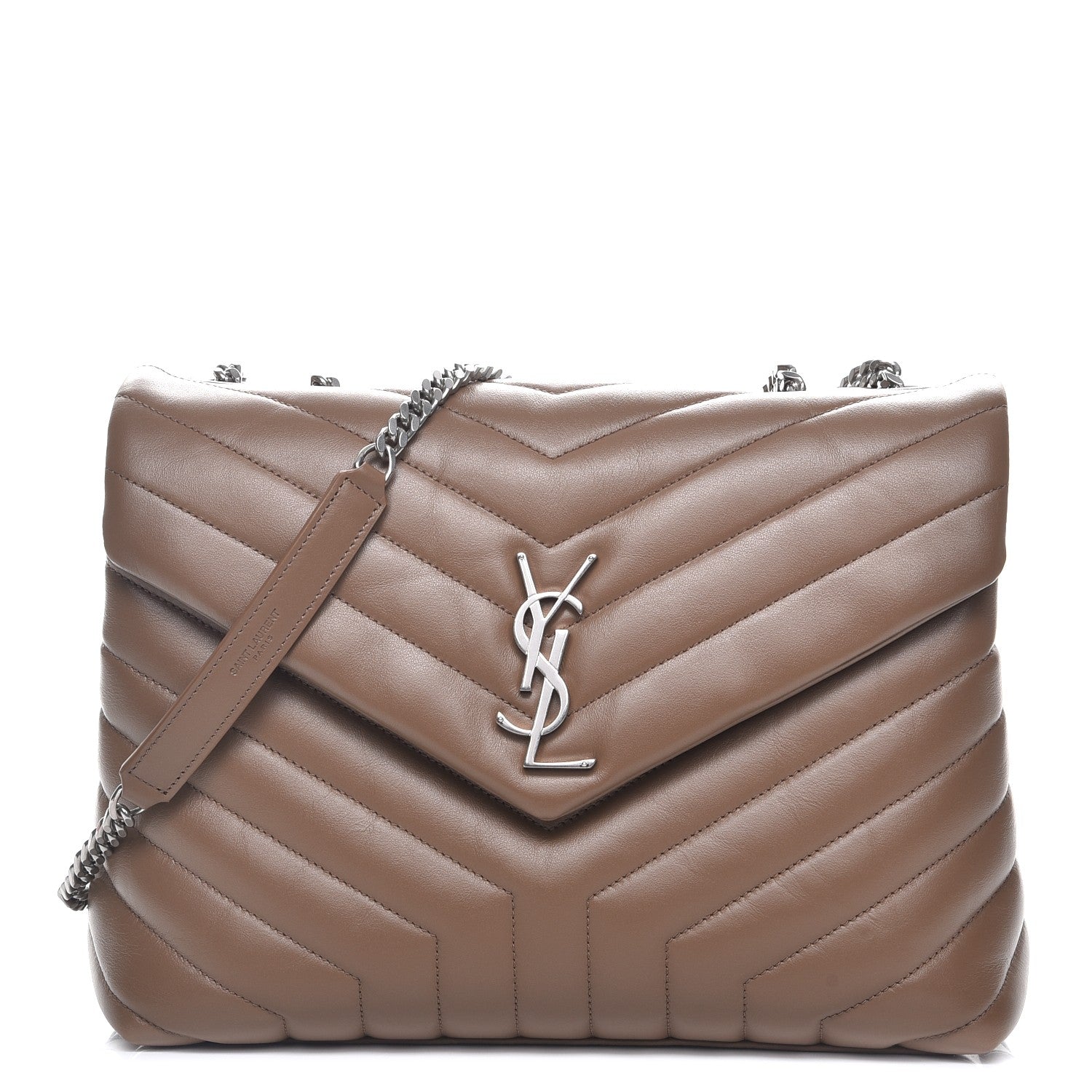Saint Laurent Calfskin Y Quilted Monogram Medium Loulou Chain Satchel Desert Storm 1 of 9