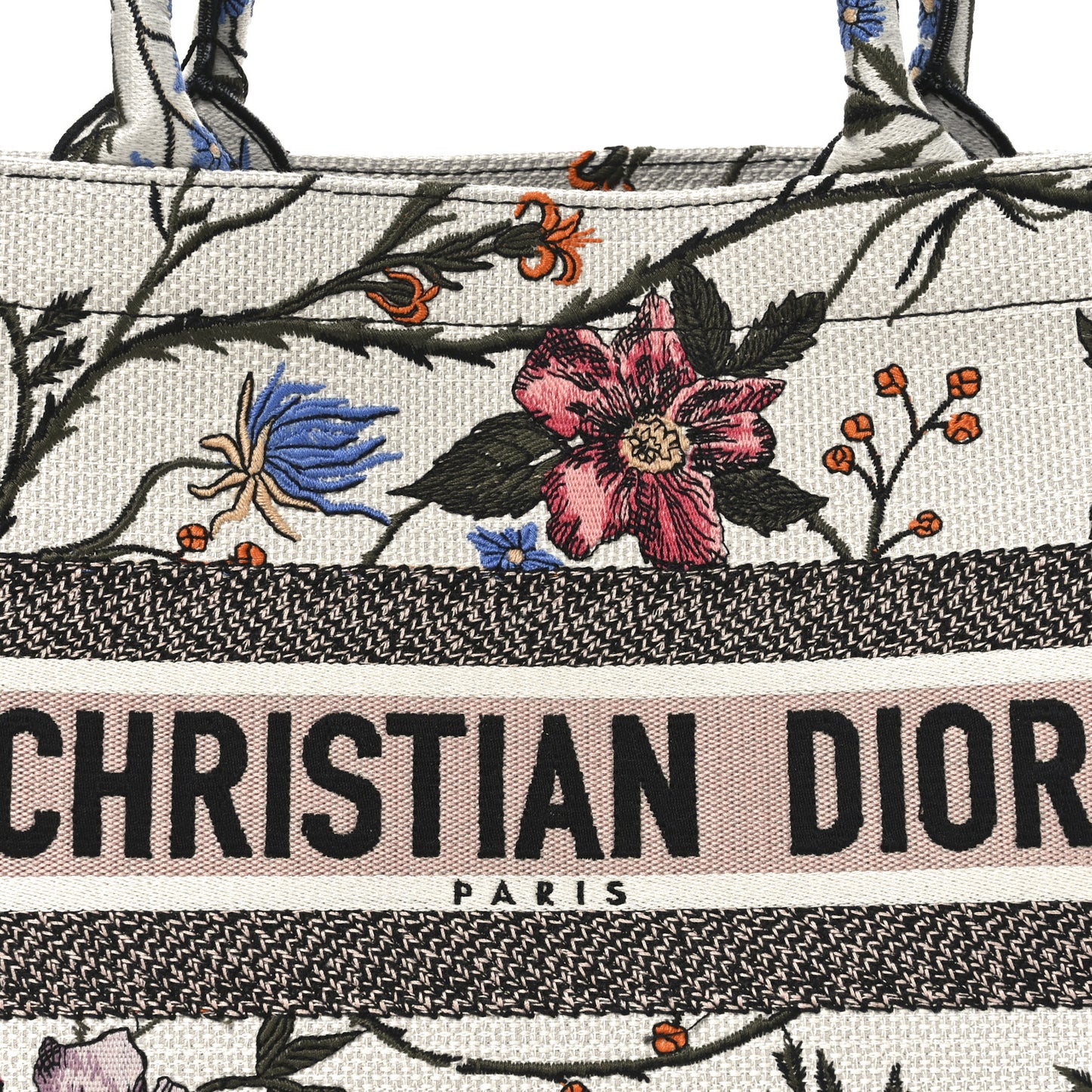 Canvas Embroidered Medium Rosa Mutabilis Book Tote Multicolor
